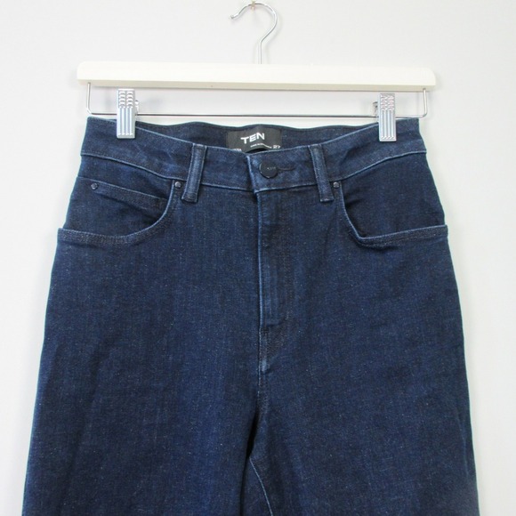 TEN Aritzia High Rise Flare Leg Jeans Women 27 Blue High Rise Dark Wash 620 - Picture 5 of 10